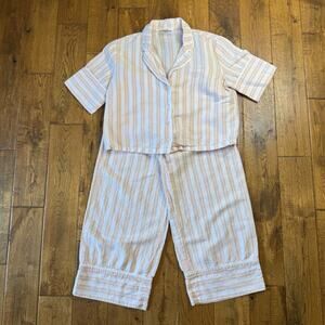 Haven Well Within Linen Blend Coastal Stripe Pajama Set Sleep Plants Women Sz XS